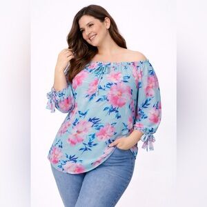 🌸 Forever 21 Blue Floral Tunic Blouse/Mini Dress